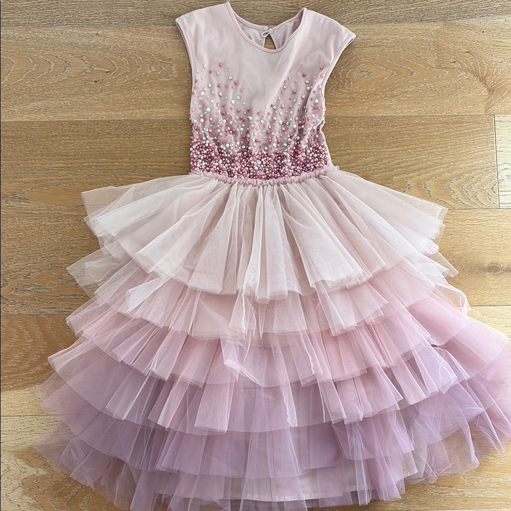 Tutu Du Monde Pink Layered Tulle Dress with Beaded Bodice size 10
